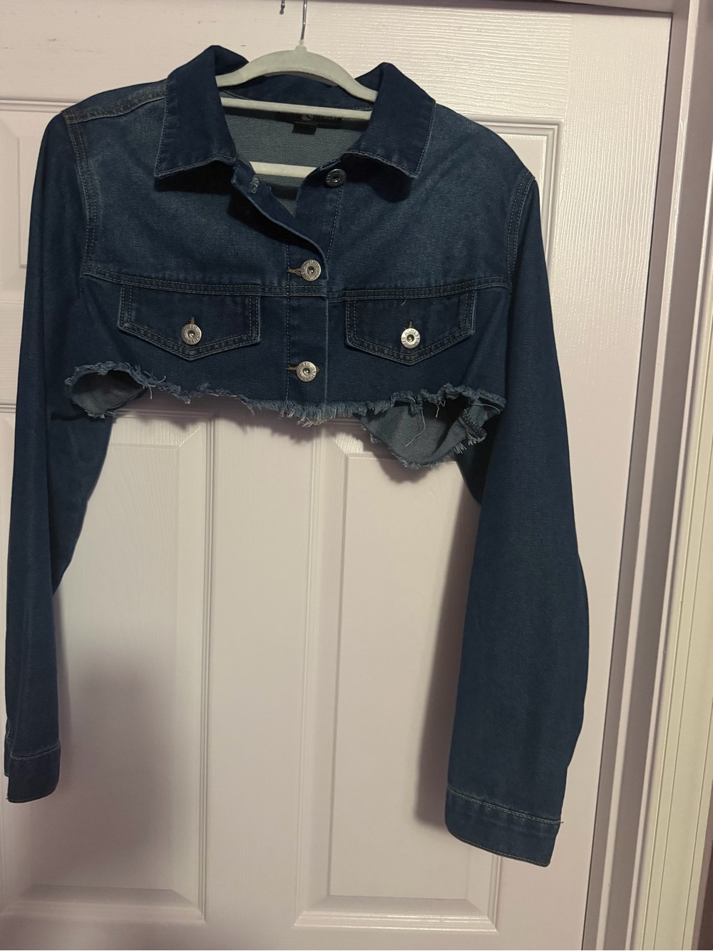 Denim Cropped Long Sleeve Jacket